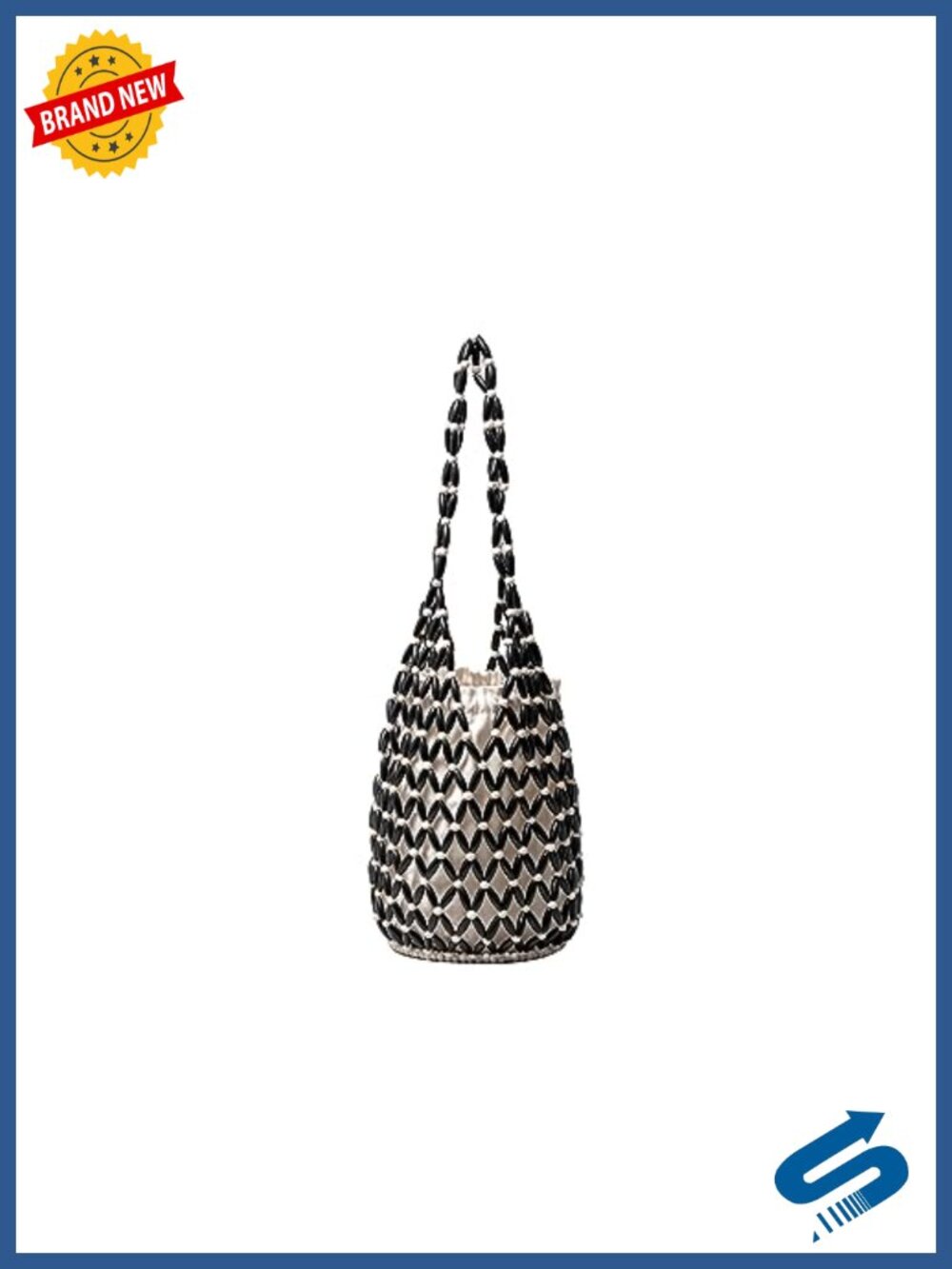 Handwoven Woven Bucket Bag Drawstring Handbag Women Bohemian Beach